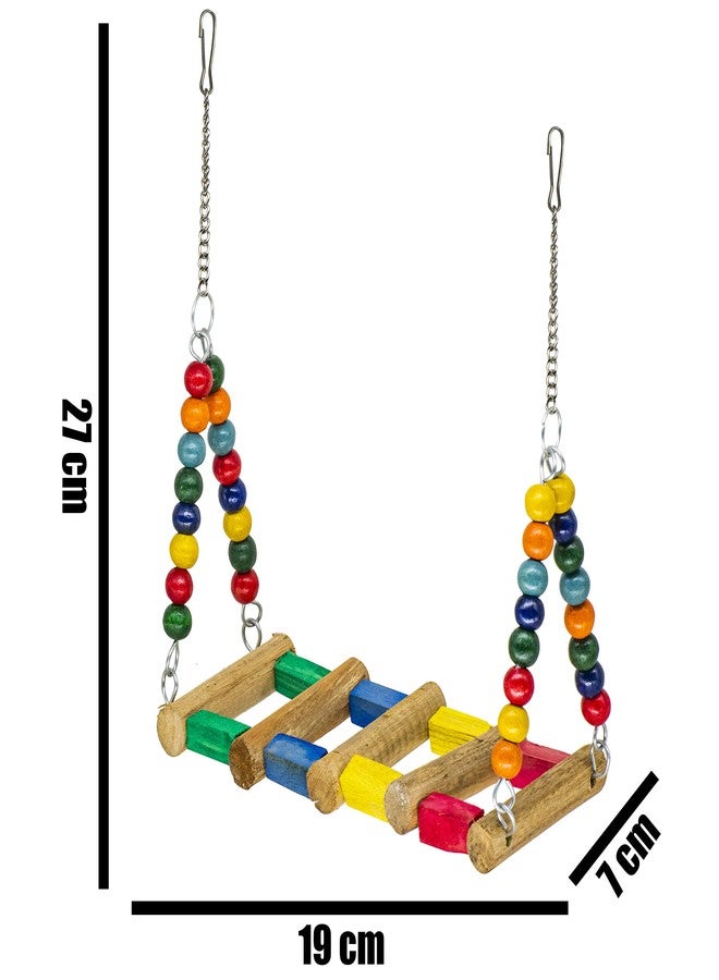 PETZOO Beautiful Bird Swing for Large Birds, Parrot, Macaw, Cockatiel, Sun Conure, Lutino, Bird Perch, Cage Accessories, Resting Toy & Wooden Training Aid - Image 4